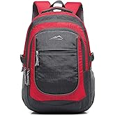 ProEtrade Backpack Bookbag for College Sturdy Travel Business Hiking Fit Laptop Up to 15.6 Inch Multi Compartment Gifts for Men Women Night Light Reflective (red)