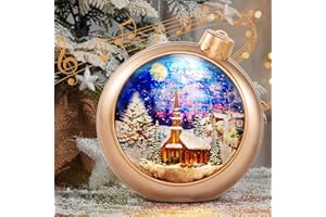 SINOFAYAR Christmas Snow Globes, 8 Christmas Music Songs Christmas Lanterns Christmas Tree House with 6h Timer, Battery & USB Powered Glittering Musical Snow Globe for Holiday Indoor Table Decor Gifts