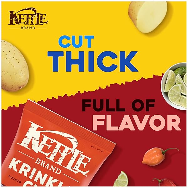 KETTLE BRAND POTATO CHIPS, KRINKLE CUT, HABANERO LIME KETTLE CHIPS, 7.5 OZ