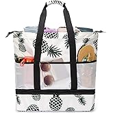 JIANYA Beach Bag Women Waterproof Sandproof Beach Tote Bags with Cooler Top Zipper Large Totes for Pool Travel Daily