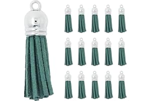 Mandala Crafts Faux Suede Tassels for Keychains Teal Tassels for Crafts - Small Tassels for Jewelry Making Charms - 100 Faux Leather Tassels Teal Keychain Tassels Bulk