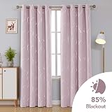 Deconovo Window Treatment Eyelet Curtains 46x90 Inch Pink Foil Blackout view 2