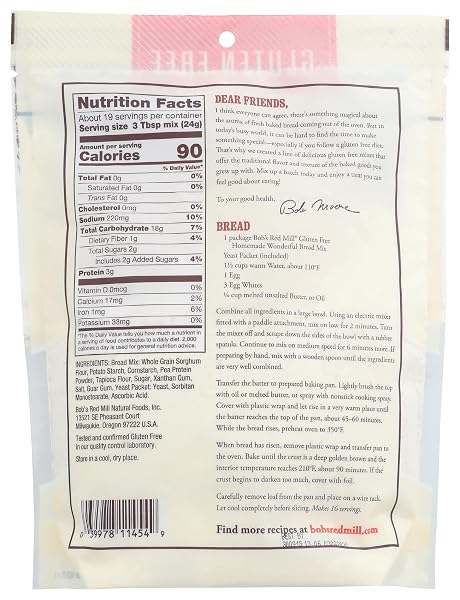BOB’S RED MILL GLUTEN FREE HOMEMADE WONDERFUL BREAD MIX, 16OZ (PACK OF 1) – GLUTEN FREE, KOSHER