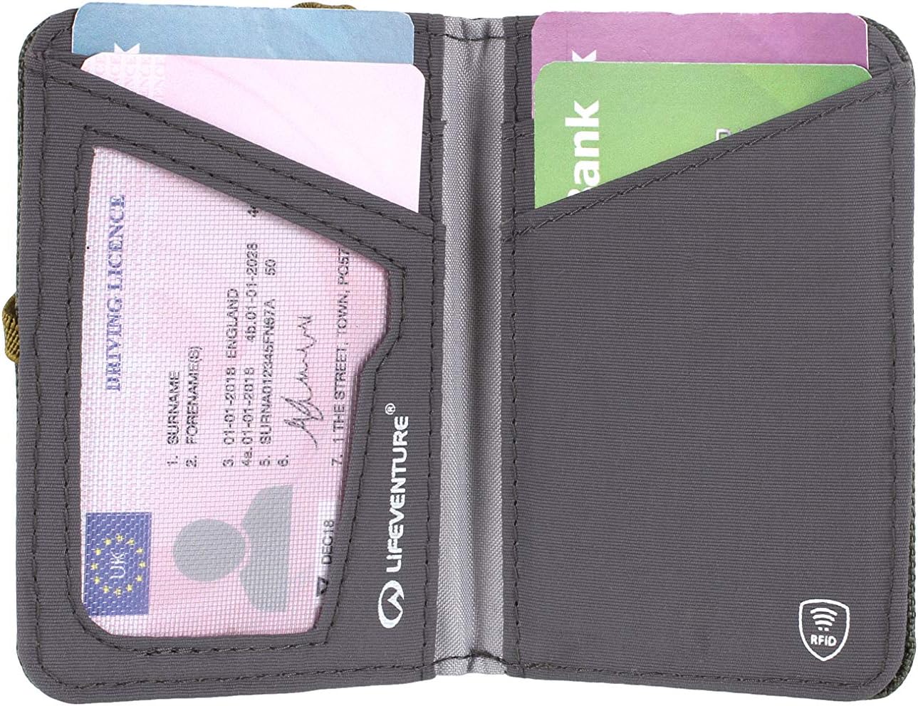 Lifeventure RFID Protected Card Wallet - Slim Wallet for Travel Eco-Friendly, Recyclable Material (Olive) - Image 5