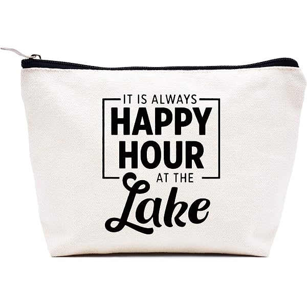 TSOTMO Kosmetiktasche „The Lake Is My Happy Place“ – Aus Polyester, 23,5x17 Cm, Mit Metall-Reißverschluss, Ideal Für See-Liebhaber