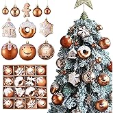 35Pcs Assorted Gingerbread Christmas Hanging Ornaments Set,Bronze Champagne Shatterproof Christmas Tree Balls with Gingerbread Man House Snowflake Donut Ornaments for Winter Xmas New Year Party Decors