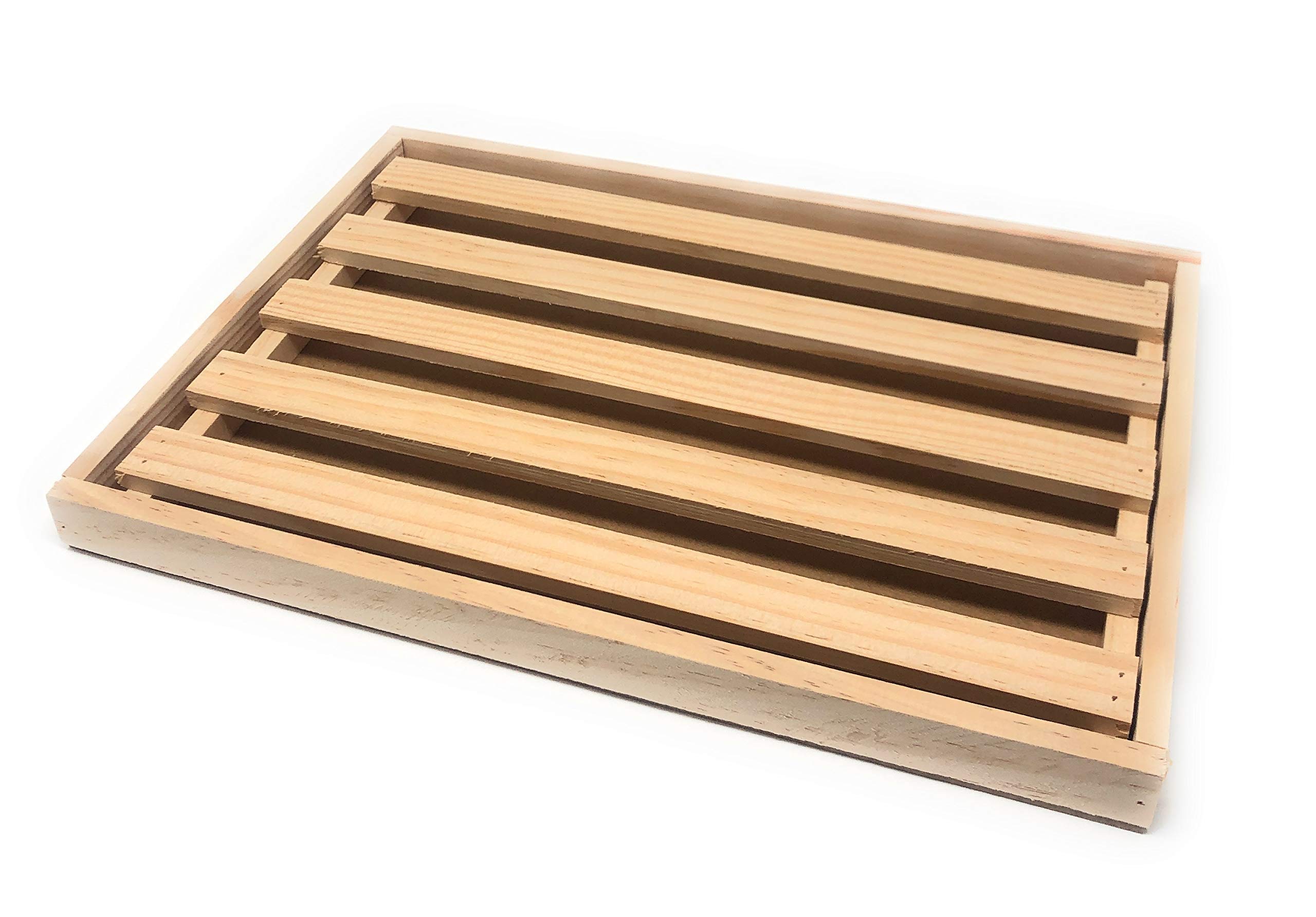 Space Home - Rectangular Crumb Catcher - Cutting Board with Bread Crumb Collector Tray - Wooden Bread Board Cutting Board Chopping Crumb-Catcher - 32 x 22 x 2,5 cm