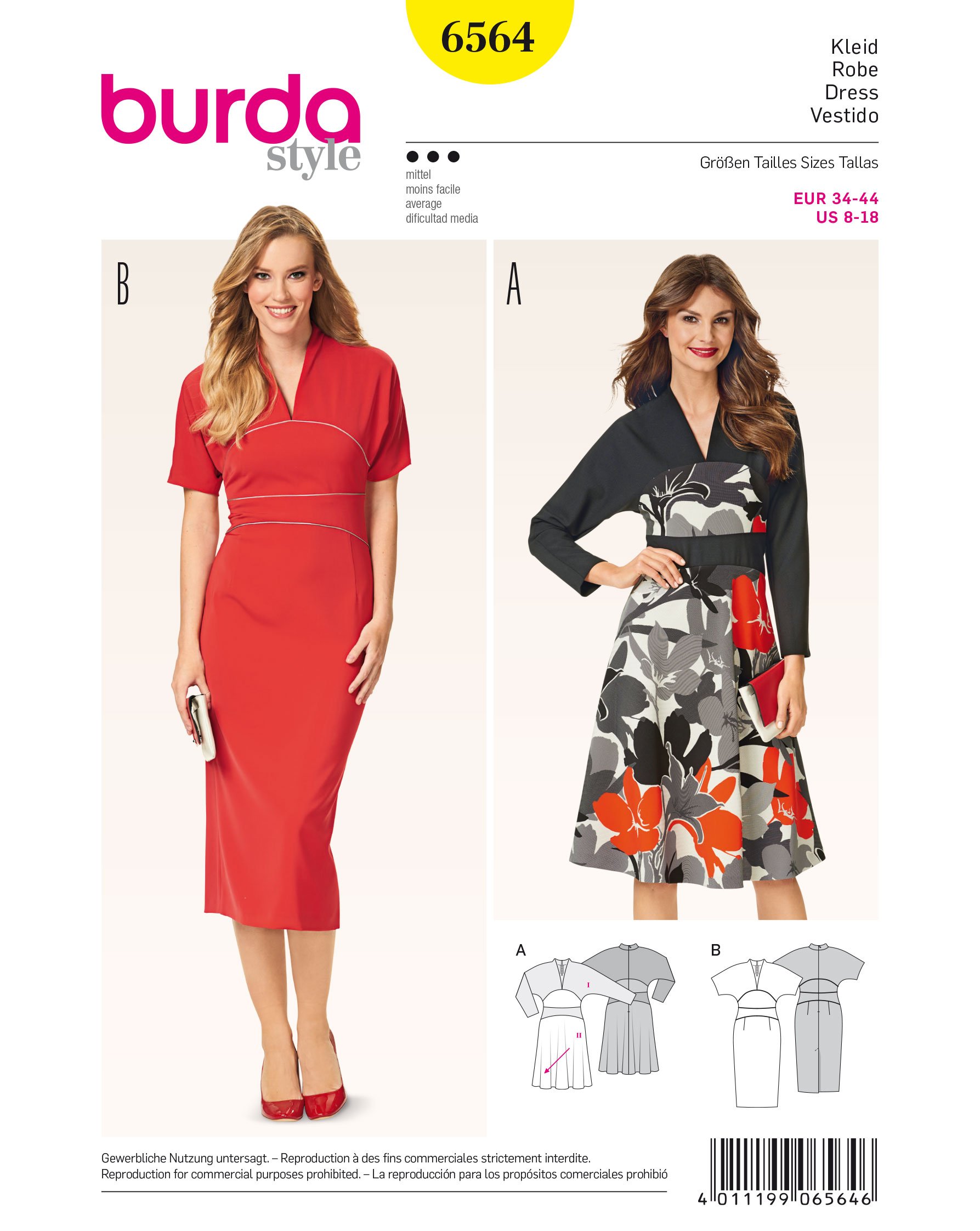 Burda B6564 Dress Sewing Pattern Paper 19 x 13 x 1 cm White