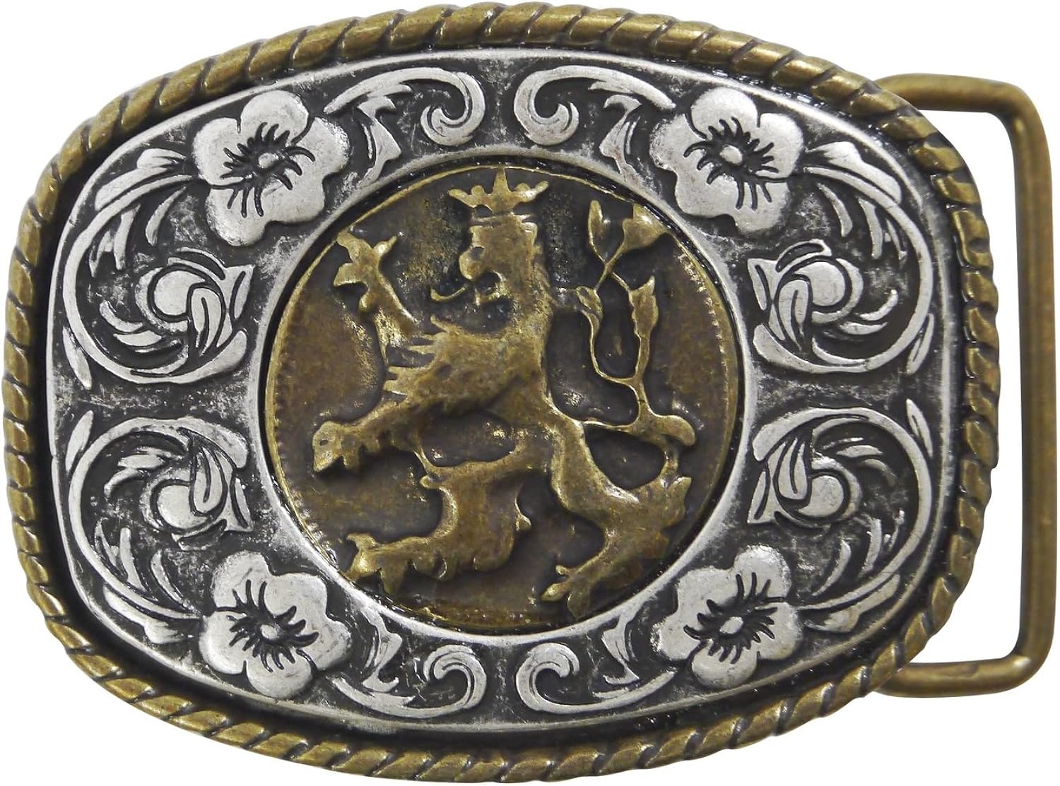 FRONHOFER Trachten Gürtelschnalle Bayern - Messing Buckle 40mm Mit Bayerischem Wappen Löwe