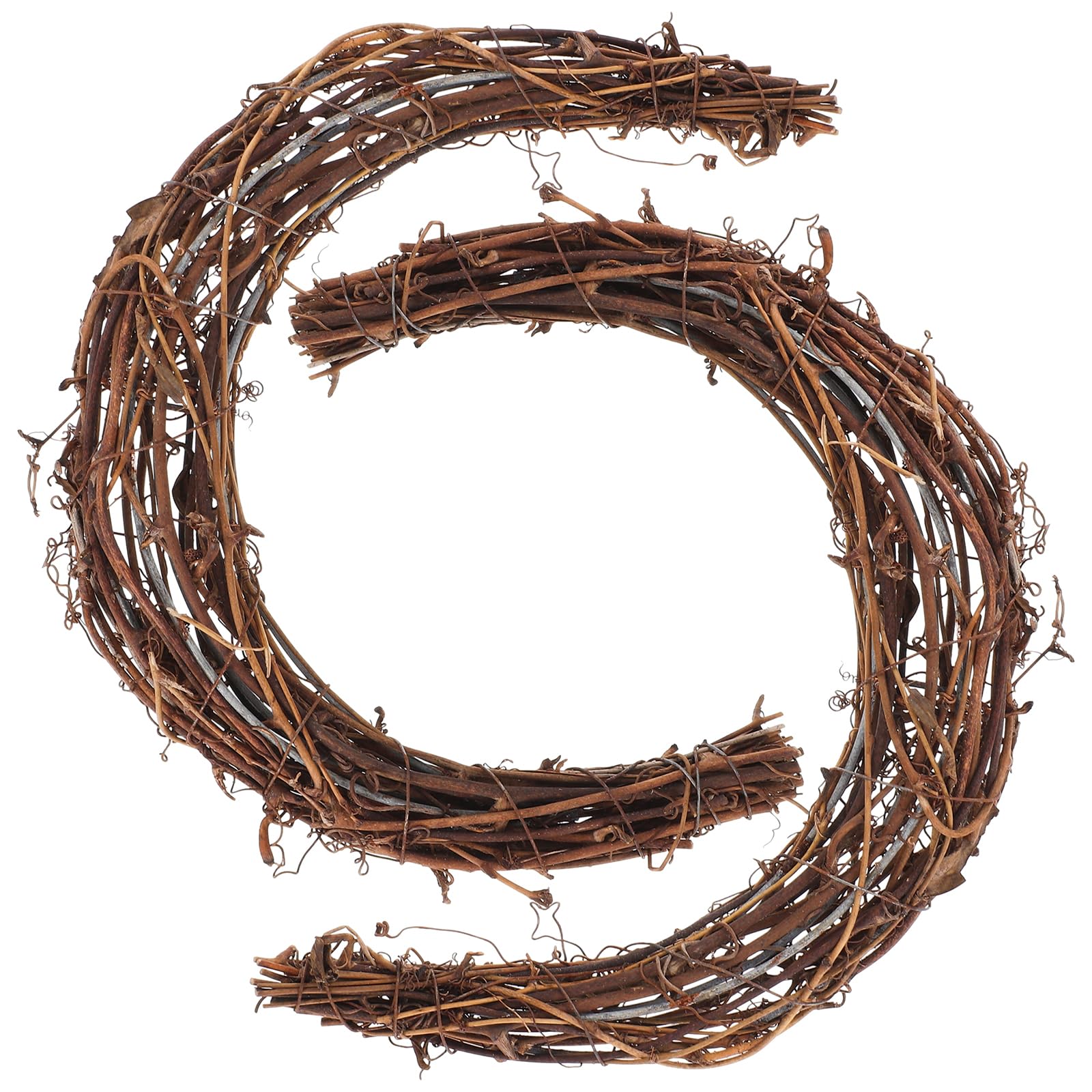Homoyoyo 2pcs Moon Shape Rattan Wreath, Moon Grapevine Wreath Rings Wooden Vine Dried Branch Wreath DIY Rattan Vine Branch Easter Wreaths for Front Door,Home Wedding Party