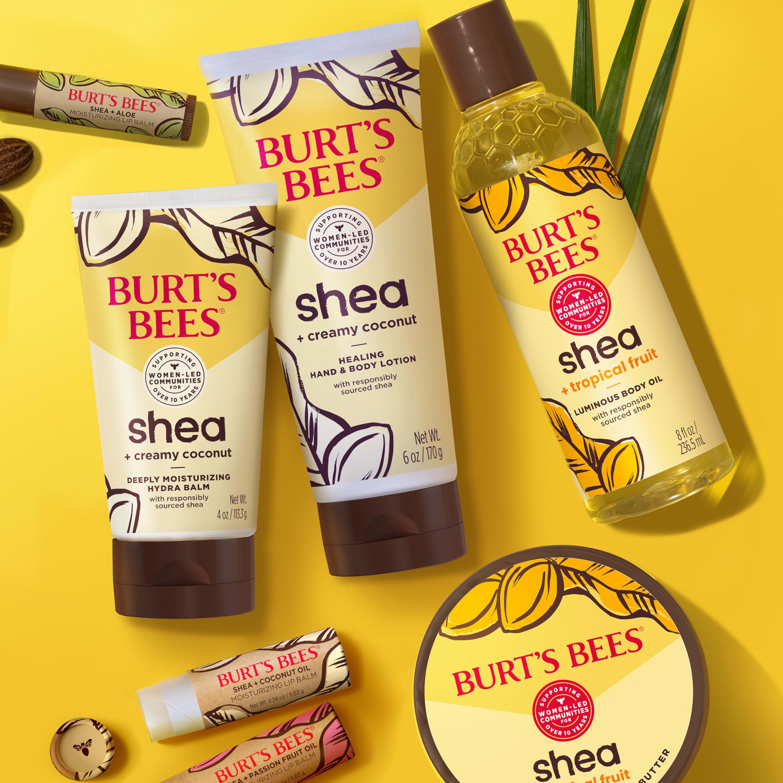 Burt's Bees Shea + Tropical Fruit Indulgent Hand and Body Butter, Non-Greasy, Antioxidant Rich for Glowing Skin, Non-Irritating, Natural Origin Skin Care, 11 oz.