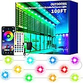 Yocrostar 100FT Permanent Outdoor Lights Waterproof Smart LED RGB Light with App/Remote Control, Music Sync & DIY Scenes, Permanent Christmas Lights for House Roof, Parties & Daily Decor