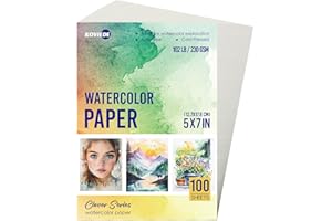 KOVIEDE Lot de 100 feuilles de papier aquarelle 12,7 x 17,8 cm, 230 g/m², presse à froid pour étudiants et débutants, feuille