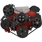 Black Small Block Chevy Serpentine Conversion - Mid-Mount AC, PS, and ALT