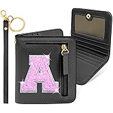 COSHAYSOO Initial RFID Wallet Small Teen Girl Gifts Trendy Stuff Women Birthday Graduation Easter Gift Idea for Girls 6 7 8 9 10 11 12 13 14 Year Old Preppy Cute Girly Travel Necessities Black A