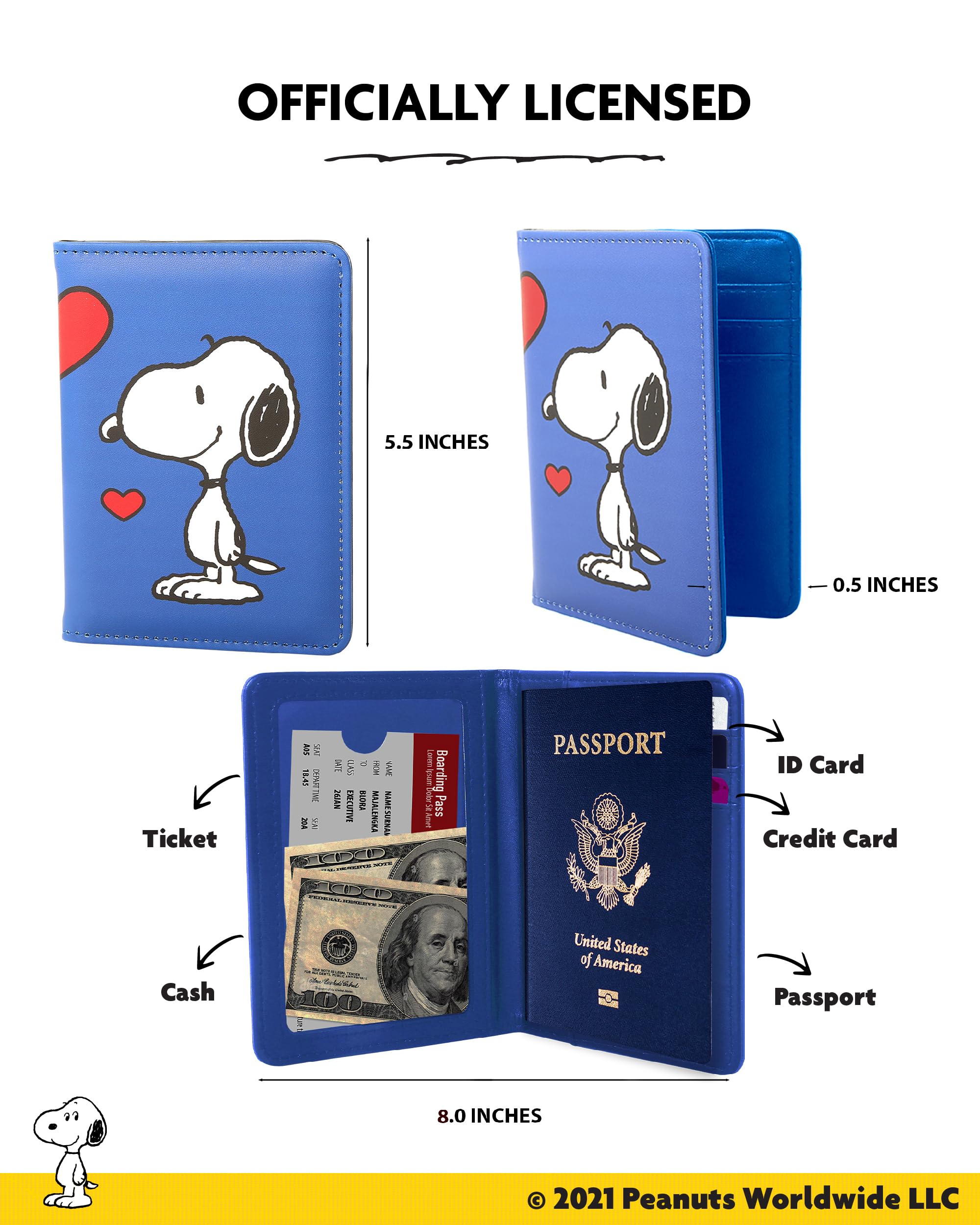 Peanuts Snoopy Passport Cover Official License, Cute Passport Holder for Travel With Woodstock, Snoopy Gifts