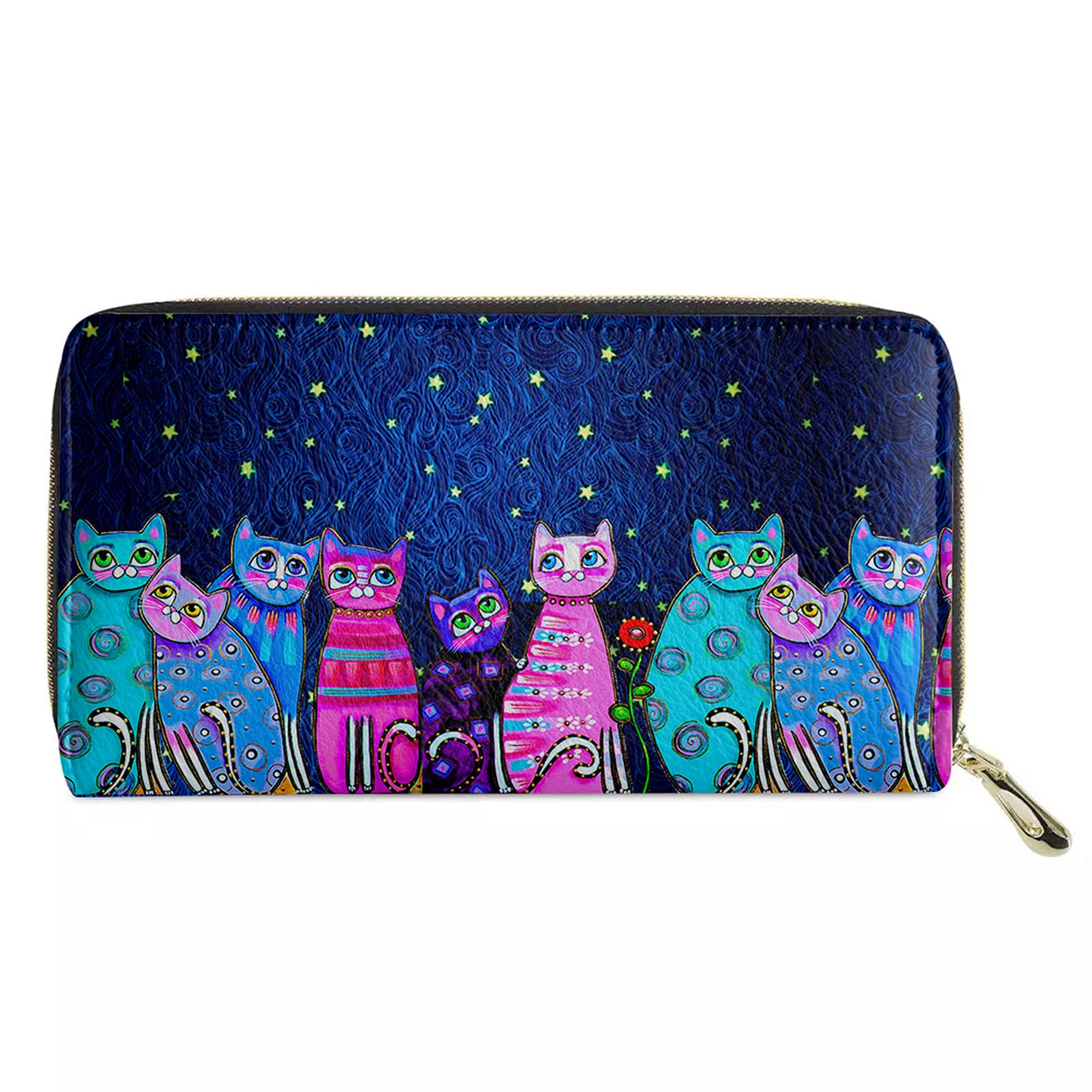 Belidome Cute Cat Leather Purse Wallet for Women Money Card Bag