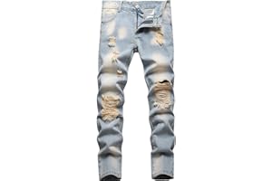 Lanscadran Boy's Ripped Distressed Skinny Fit Fashion Slim Washed Kids Denim Jeans Pants