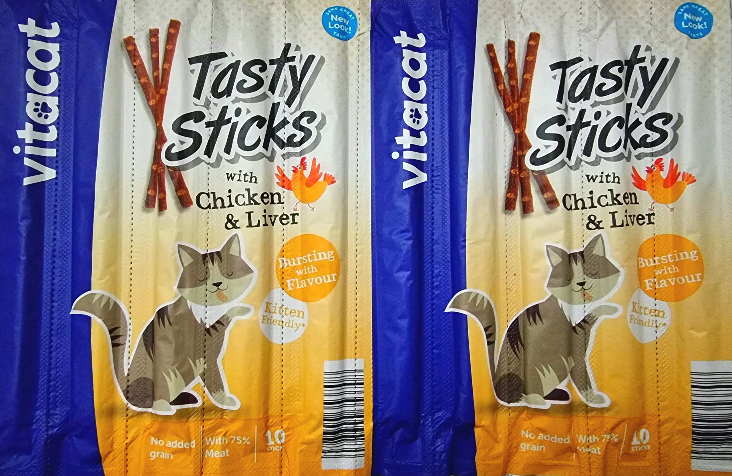 Vitacat 20 Soft Chew Meat Sticks Treats For Kittens and Cats (From 3 Months Old) - With Chicken & Liver (No Added Grain, Artificial Colours or Flavourings)