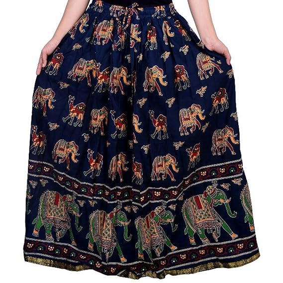 Women's A-Line Skirt (DL3136_Navy Blue_Free Size)