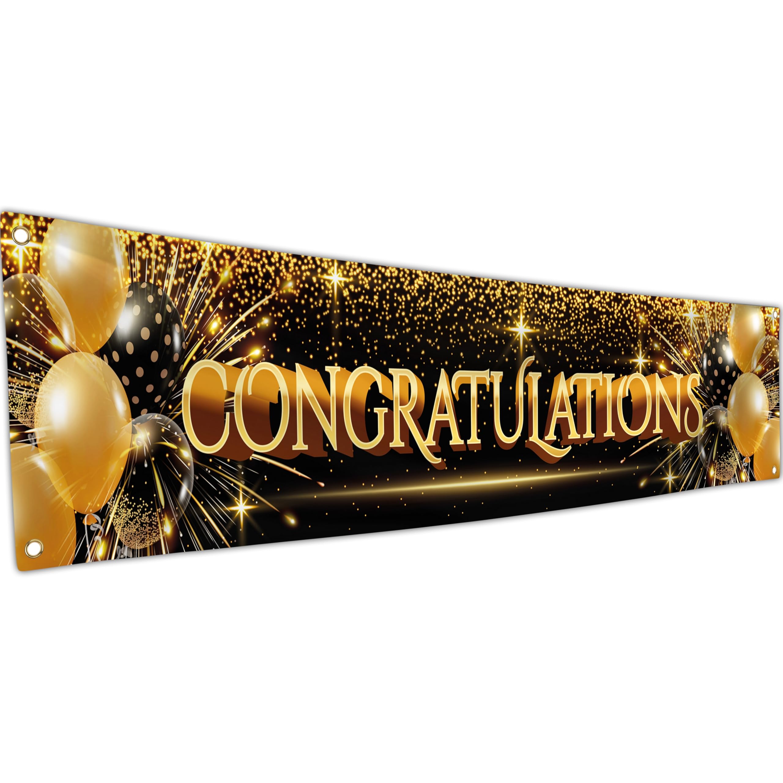 Congratulations Banner - Graduation Decorations 180 x 40cm - Well Done Banner - We are so Proud of You – You Did It (Black & Gold)