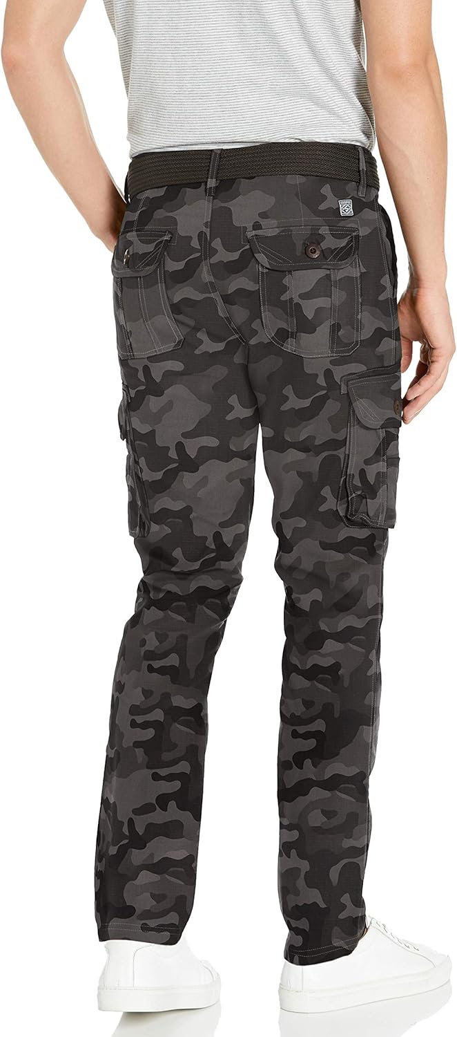 Southpole Men's Jogger Pants Washed Ripstop Fabric with Cargo Pockets: Clothing
