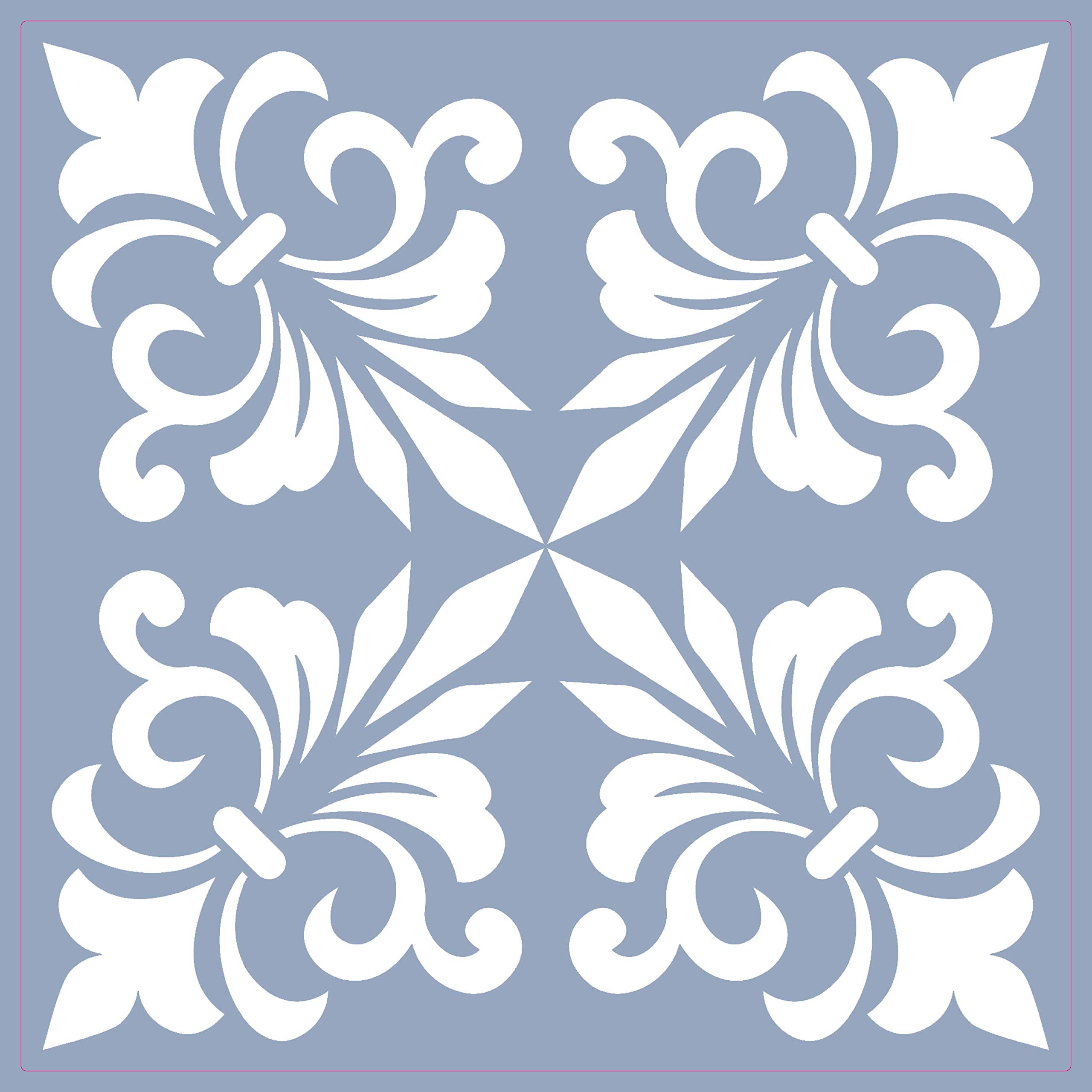 Blue Tile Stickers Victorian Morrocan Modern self Adhesive wall Art Decor transfers - Bathroom backsplash Kitchen splashbacks Floral Decals Peel and Stick (Blue 4 Modern, 6 inch) Pack of 10