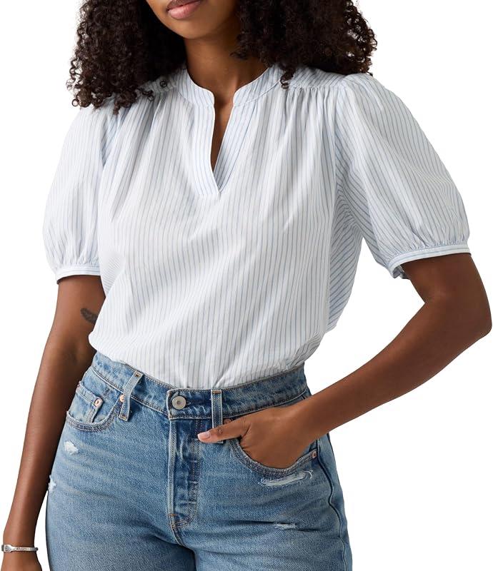 Amelie Blouse Pixie Stripe V2 Blue Yonde