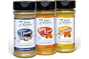 SEED RANCH FLAVOR CO. Seed Ranch - Seasoning Mix Variety 3 Pack (Umami All Purpose, Cheddar Craving, Spicy Queso) Vegan, Nutritional Yeast, Organic, Nut Free, Dairy Free, Gluten Free, Whole 30, Low Carb, Paleo, Keto
