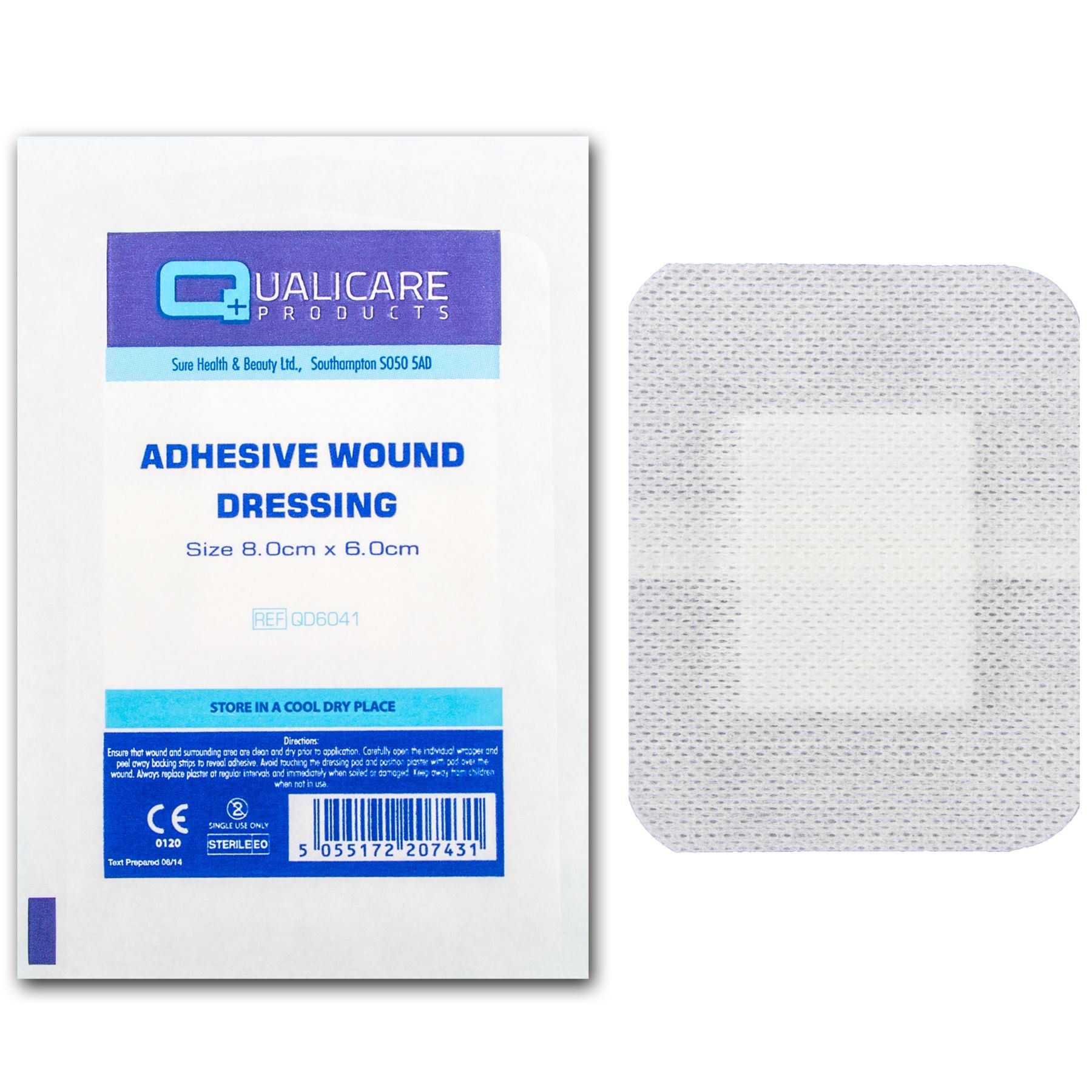 White Hinge Limited 100x Adhesive Wound Dressing (8cm x 6cm) Fabric Plaster Sterile First Aid Cut Graze