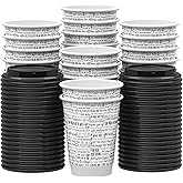 SPRINGPACK Disposable Paper Coffee Cups with Lids, 100 pack 12 oz Double Wall Paper Cups, Insulated Takeaway To Go Hot Drinking Cups for Home Office Travel Wedding Party Supply