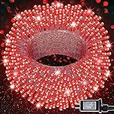 LJLNION 300 LED Valentines Lights, Extra Long 98.5FT Christmas String Lights Outdoor Indoor, 8 Lighting Modes, Plug in Waterproof Fairy Lights for Wedding Party Bedroom Decorations (Red)
