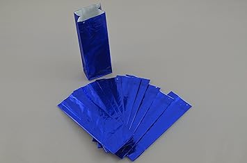 Unbekannt 10 Blockbodenbeutel 50g OPP 50 x 30 x165 mm Kraftpapier Royalblau, blau, Beutel, Tüten, Tütchen für Tee, Gewürze, K
