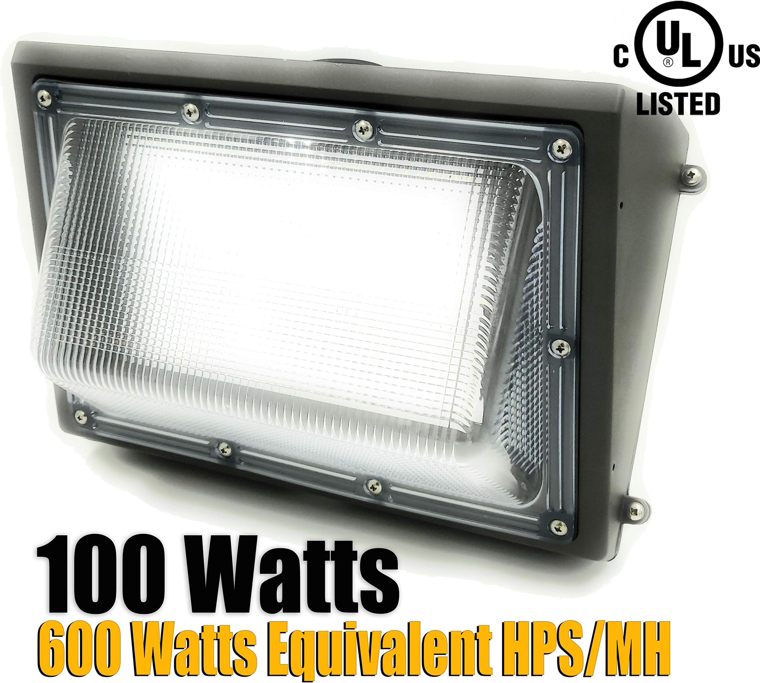 GENPAR 100W Wall Pack LED Light 600 Watt Equivalent HPS/MH 11000 Lumens 6000K Daylight 5 Years WARRAN Outdoor Waterproof Commercial Industrial Security Lighting Replacement Lights Wallpack