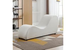 MUZZ Yoga Chair, Velvet Yoga Chaise Lounge with Removable & Washable Cover, Curved Yoga Chaise for Adult Exercising, Relaxing, Adult Stretching, Modern Yoga Chair for Bedroom, Living Room（Beige）