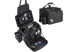 Golkcurx Patrol Bag Law Enforcement, Police Gear Bag for Car Front Seat Organizer with Cup Holders, MOLLE System, Fits Vehicle Passenger Seat (Black)