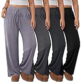 Neer 4 Pack Women's Plus Size Sweatpants Wide Leg Elastic Waist Lounge Yoga Pants Loose Fit Drawstring Jogger with Pockets