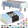 Exquisite 12-Pack - Premium Plastic Tablecloth 54in. x 108in. Rectangle Table Cover - Iridescent