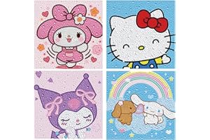 YSUNETER Diamond Painting Kits for Kids Beginner - 4 Pack DIY 5D Full Drill Diamond Art Kits for Children, Cute Animals Round Crystal Rhinestone Gem Art Crafts Home Wall Art Decor 5.9 x 5.9 Inches