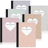 FOGWOWO 6 Pack Marble Composition Notebook Wide Ruled,Pastel Boho | 9.75x7.5 Inches,80 Pages (40 Sheets),Hard Cover,Marble Notebooks Bulk, Assorted Colors,for Back to School,Home,Office