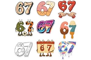 9pcs 67 Fridge Magnets, 7 Styles Waterproof 6 7 Refrigerator Magnets Funny Number Decoration with Donut Ice-Cream Designs for
