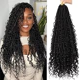 Boho Faux Locs Crochet Hair 24 Inch 8 Packs Soft Locs Curly Ends Bohemian Goddess Locs Crochet Hair for Black Women (1B, 24 Inch(pack of 8))