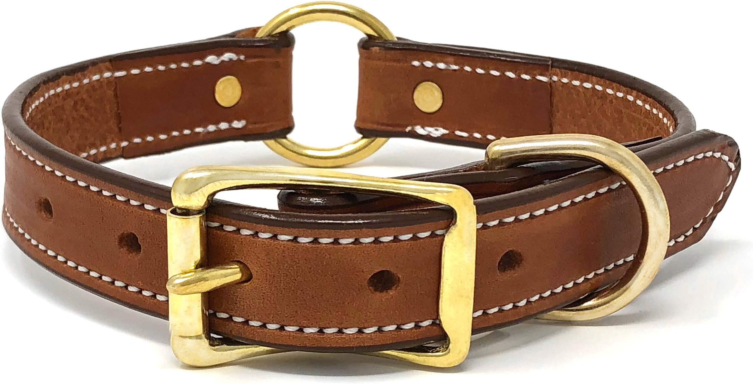 Regal Dog Products Leather Dog Collar with Heavy Duty Center Ring and Genuine Leather | Adjustable Dog Collar with Durable Metal Buckle and D Ring for Small/Medium Dogs or Large Breed Puppy
