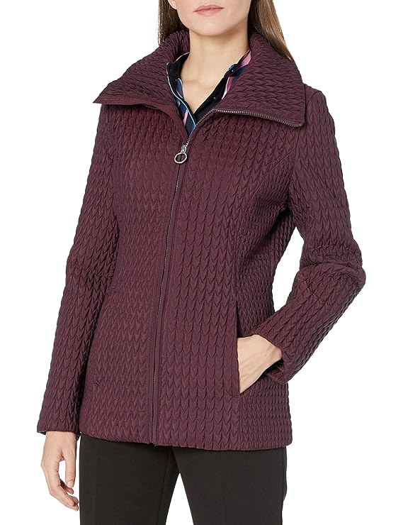 Buy Anne Klein Women's Zip up Poly Quilt Jacket, Brandy, Large at Amazon.in