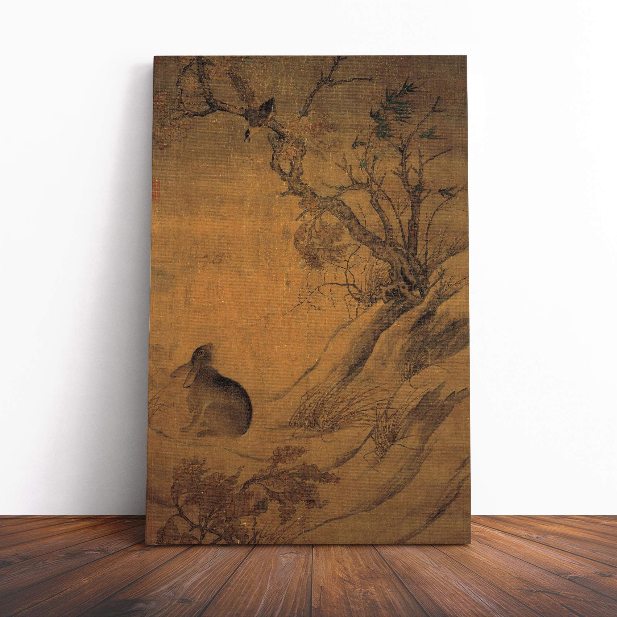 Zhan Ziqian Oriental Hare (1) Canvas Print | Gallery Wrapped 30mm Frame Wall Art | 20x14 inches | Ready to Hang | Modern Animals Picture | Living Room Bedroom Lounge Office