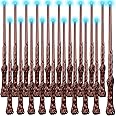 Jerify 20 Pcs Light Up Magic Wands for Kids, Wizard Wand Sound Illuminating Toy Wand 14.6 Inch Witch Wand for Kids Girls Boys Costume Cosplay Accessory Birthday Gifts Halloween Party(Brown)