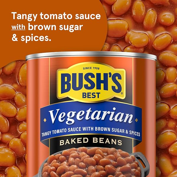 BUSH’S BEST CANNED VEGETARIAN BAKED BEANS, SOURCE OF PLANT BASED PROTEIN AND FIBER, LOW FAT, GLUTEN FREE, 16 OZ