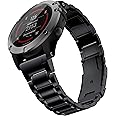 Baihui Band Compatible with Fenix 8 51mm/ Fenix 7X/ Fenix 6X Band, 26mm Titanium Metal Band Quick Fit Replacement Strap for Garmin Fenix 7X/ 6X Pro/ 5X/ 5X Plus/Enduro 3/tactix 7 Bands, Black