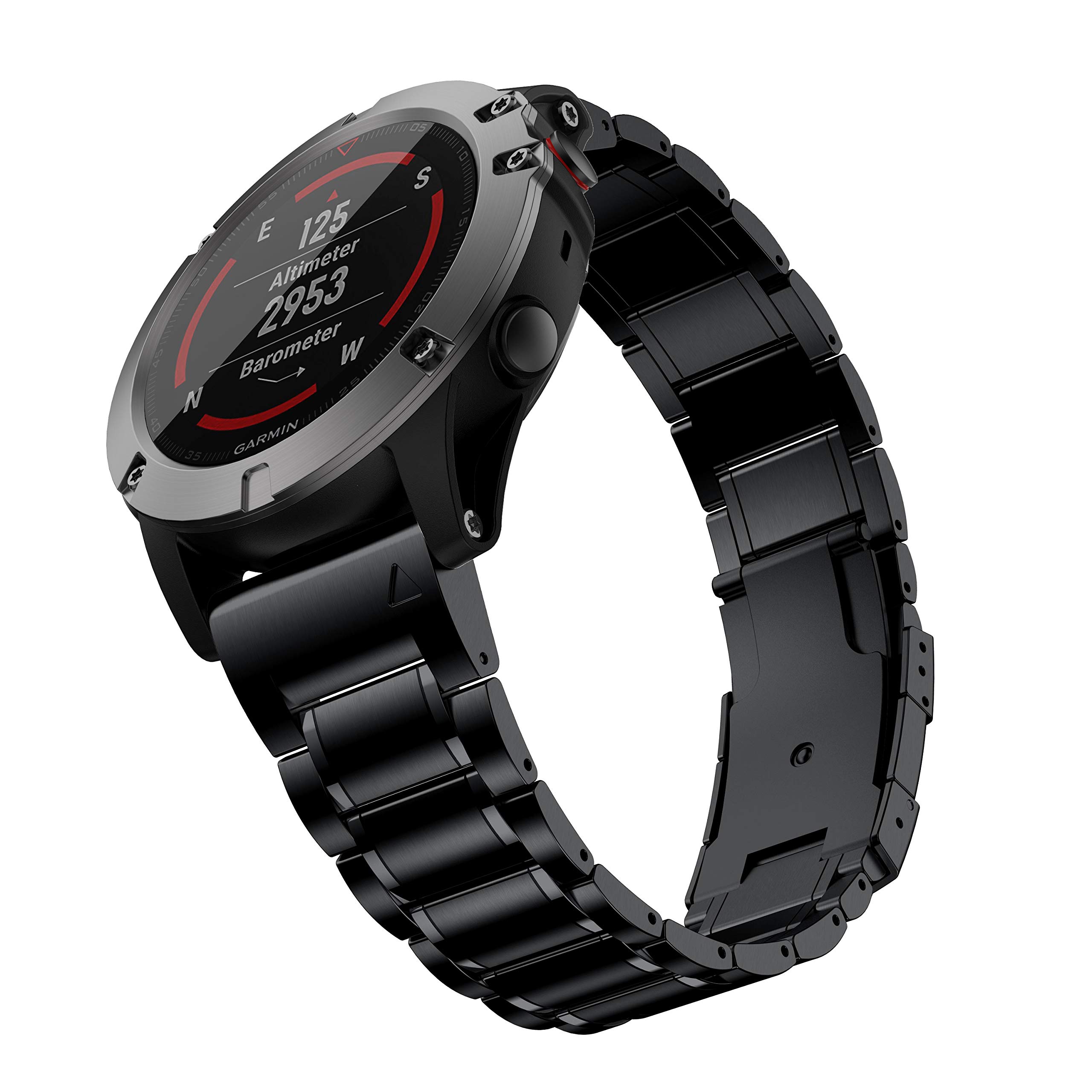 Photo 1 of Baihui Band Compatible with Fenix 8 51mm/ Fenix 7X/ Fenix 6X Band, 26mm Titanium Metal Band Quick Fit Replacement Strap for Garmin Fenix 7X/ 6X Pro/ 5X/ 5X Plus/Enduro 3/tactix 7 Bands, Black