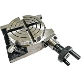 HV Rotary Table, Horizontal &amp; Vertical, 4 Slots, 1:36 Gear Ratio, 3" | Heavy Duty 75mm Cast Iron Rotary Table, 360&deg; Scale, Zero-Set Handwheel, Precise Position Milling Operations, Indexing Fixture